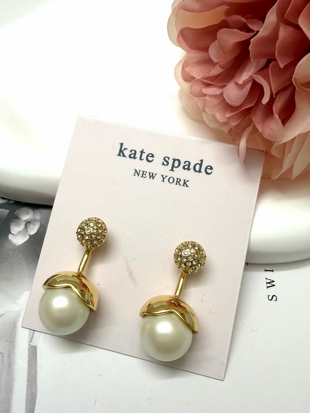 kate spade Gold and Pearl Drop Earrings